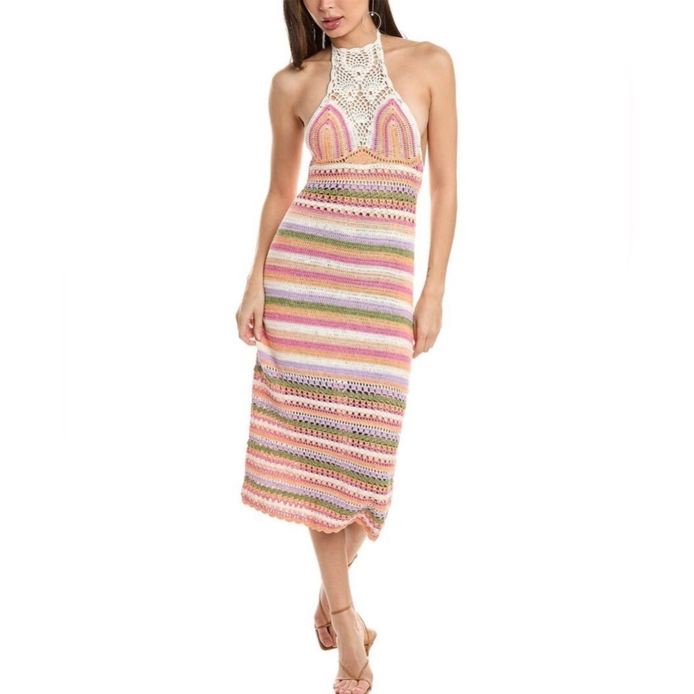 NWT Ramy Brook Amal Crochet Midi Dress Multicolor XS